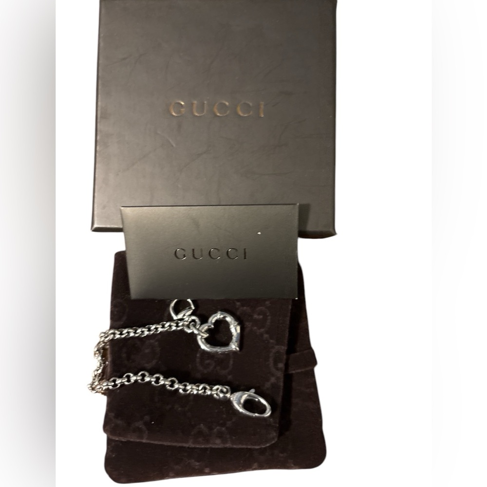 🔥GUCCI 925 Sterling Silver Heart and Horse Bit Bracelet🔥